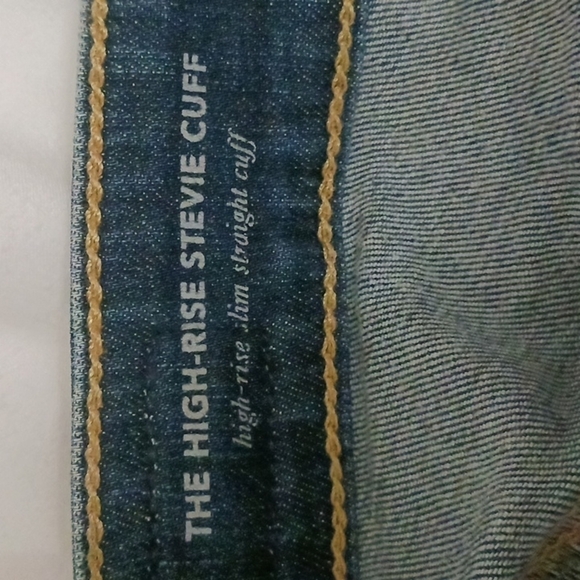 AG Adriano Goldschmied High Rise Stevie Cuff Slim Straight Blue Jeans, Size 25 - Picture 9 of 12